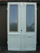 Historische Abschlusstüre / Windfangtüre / Flügeltüre, zweiflügelig, komplett mit Rahmen