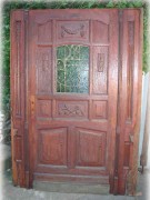 Historische Eichehaustür einflg. mit festen Seitenteilen