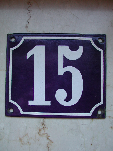 Emailleschild, antike Hausnummer, historische Hausnummer [15]