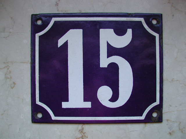 Emailleschild, antike Hausnummer, historische Hausnummer [15]